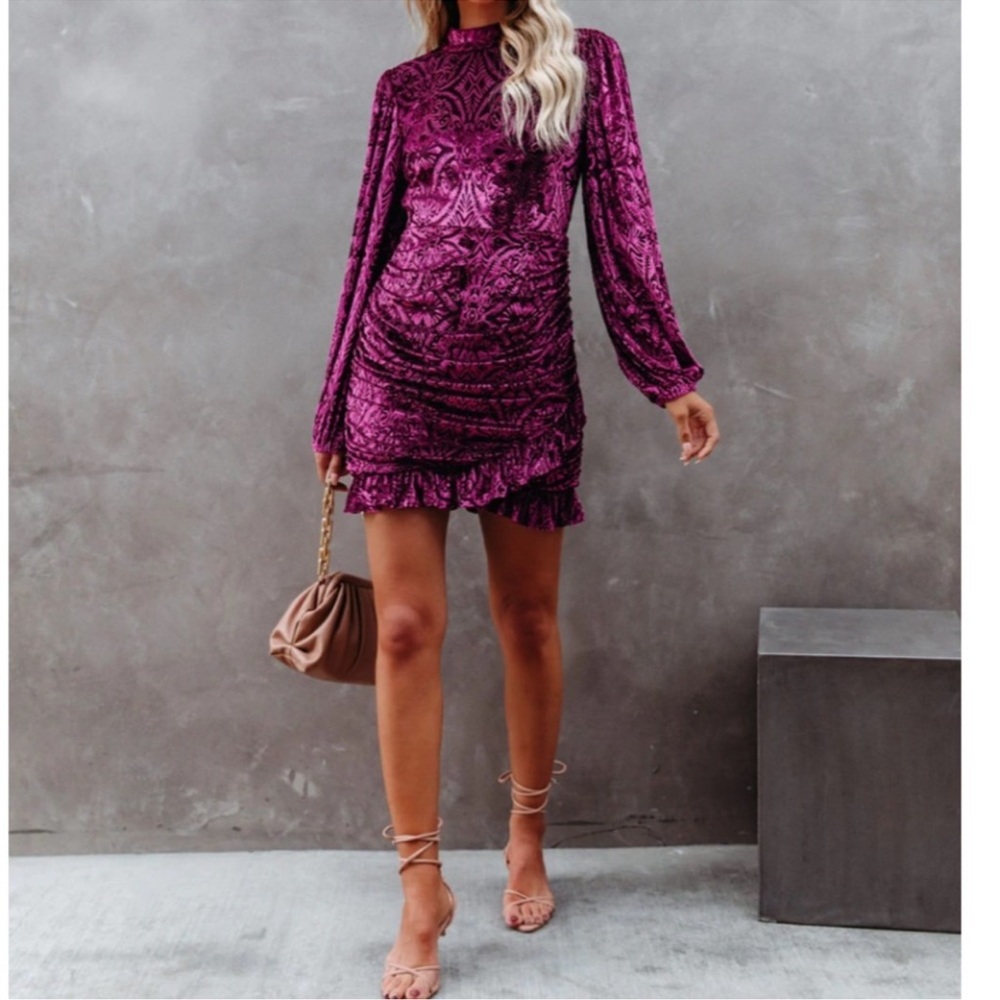 Vici Salem Velvet Ruched Backless Mini Dress